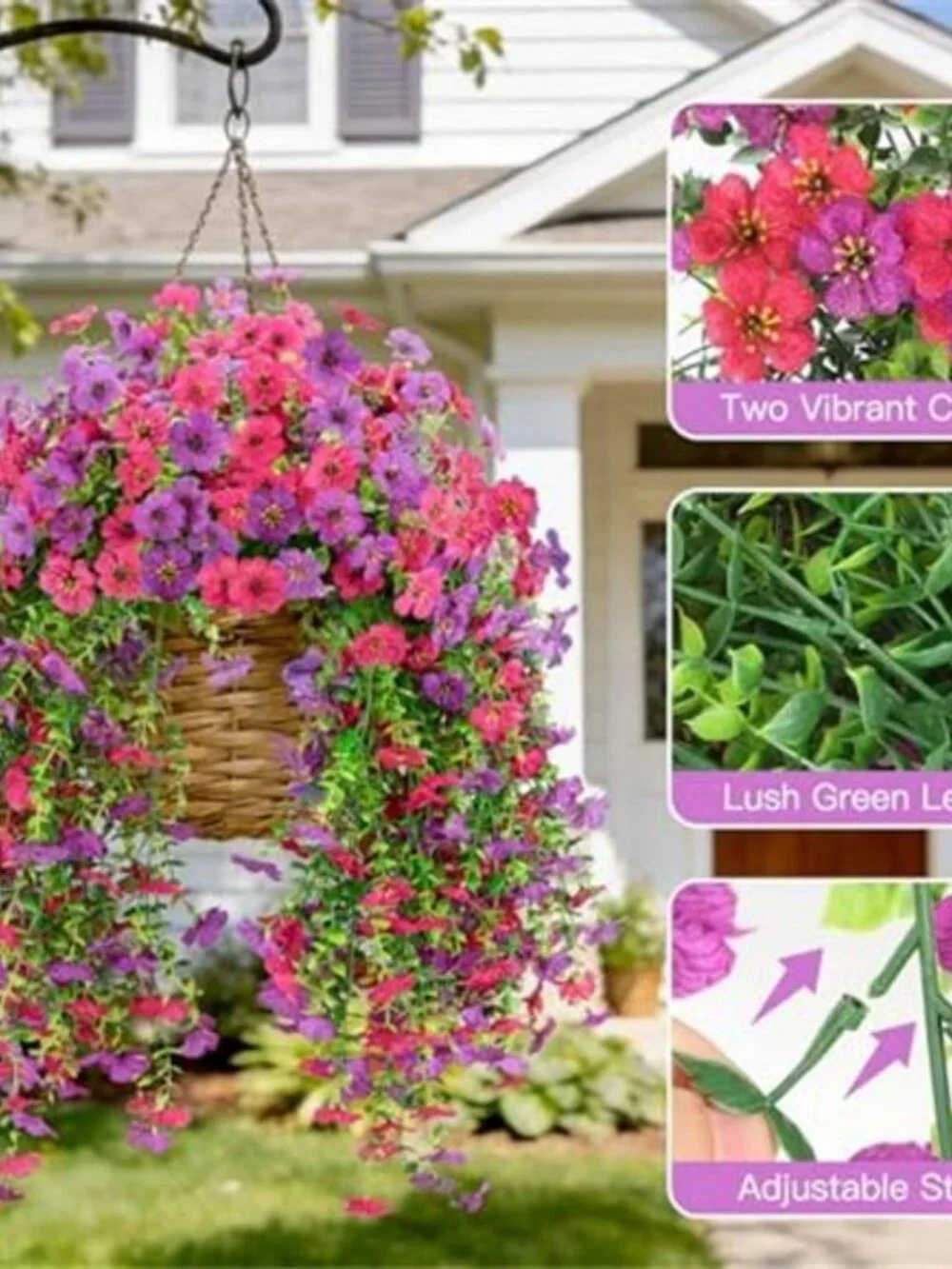 2 Pack Fake Flowers for Spring Decor Hanging Artificial Flowers for Door